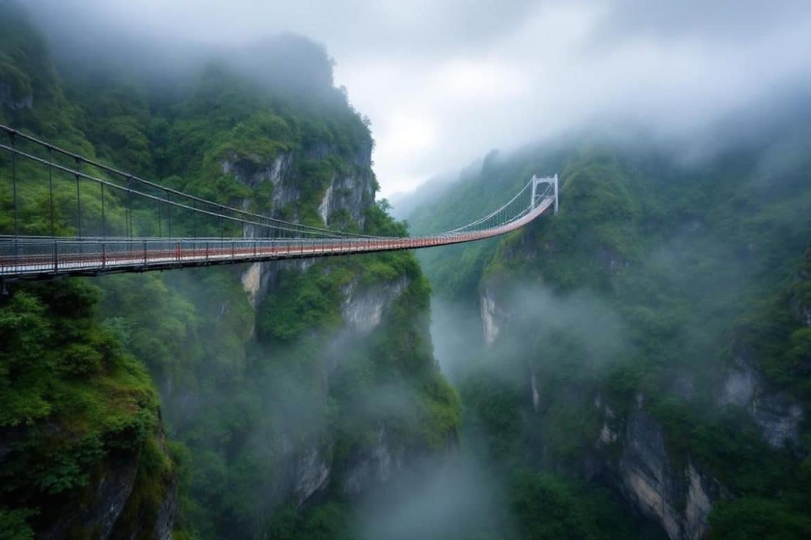 Suspendue au-dessus des gorges en Isère, cette passerelle himalayenne donne le vertige dès les premiers pas