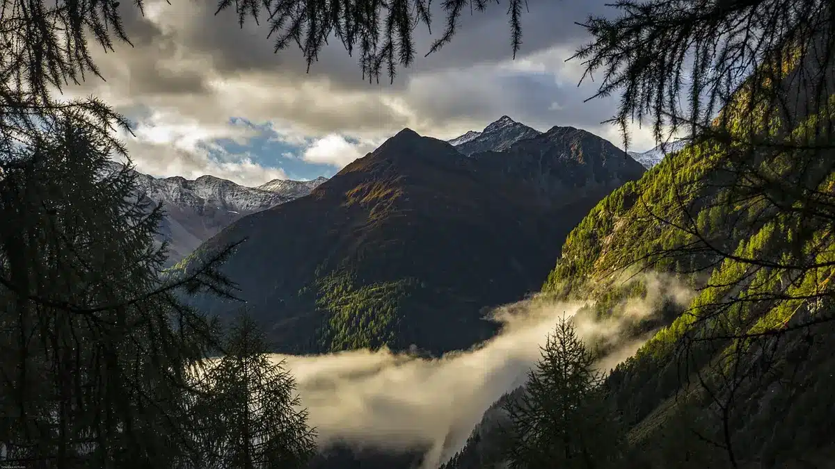 Lodge avec grandes baies vitrées offrant une vue sur la vallée