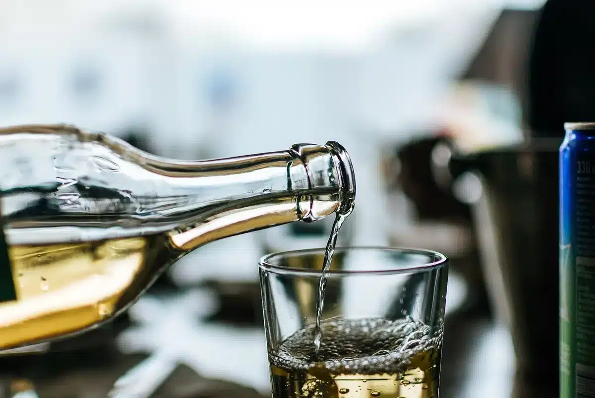 Dégustation de vins blancs alsaciens près des vignes en journée