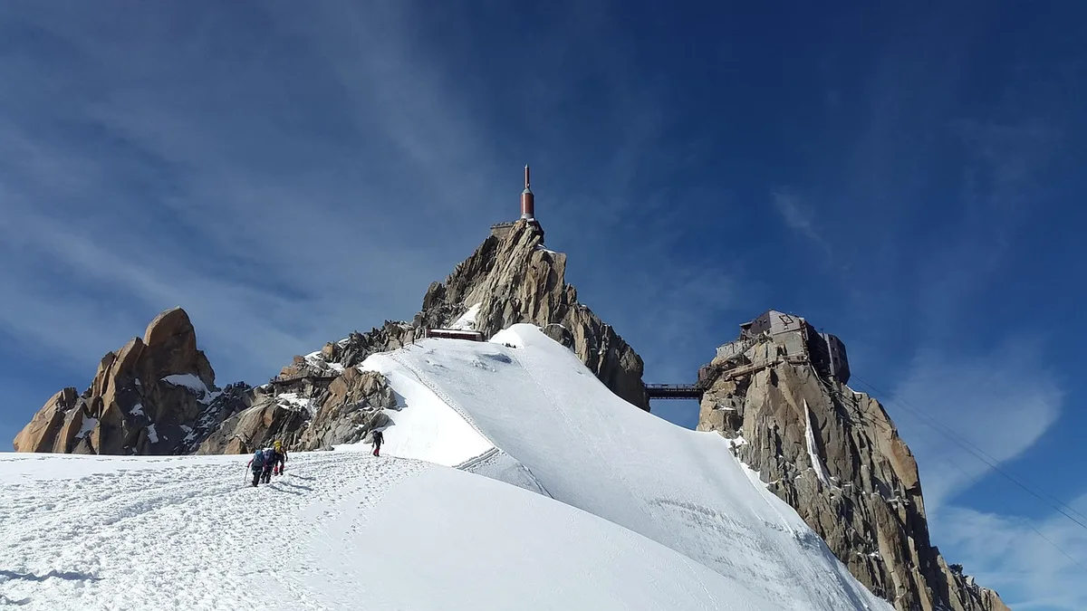Panorama diurne sur le Mont‑Blanc depuis le village de Combloux